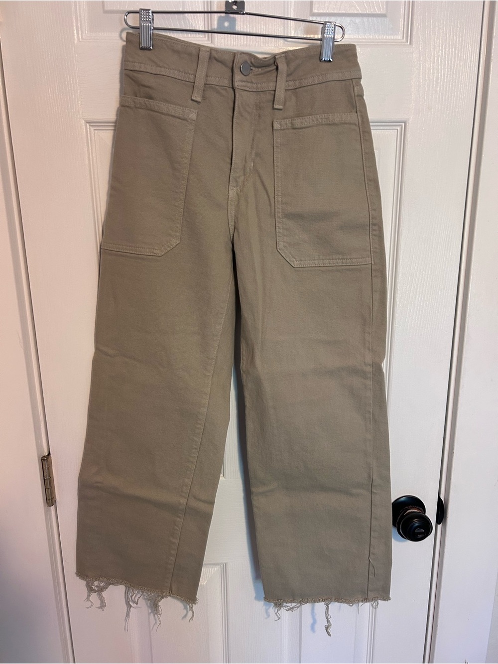 Just Black Wide Leg Crop Jeans in Khaki